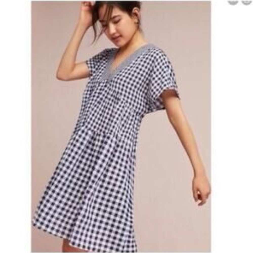ANTHROPOLOGIE Gingham Short Sleeve Dress - Picture 2 of 12